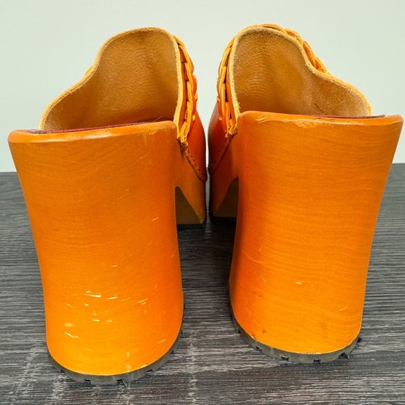 Swedish Hasbeens Orange Platform Clogs - Picture 7 of 7